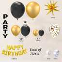 Black and Gold Balloons, Black Metallic Gold Star Latex Balloons 5 10 12 18 Inch For Birthday Party Decorations Retirement Bachelorette Back School Wedding Graduation Anniversary Decorations