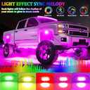 4 Pods RGB LED Rock Lights, Underglow Multicolor Neon Light Kit, Wheel Well Light with APP Control & Music Mode, Under Glow Lights for Trucks,Jeep,SUV,Golf Cart,ATV,Pickup Off Road,12V