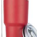 DS 30oz Red Tumbler Stainless Steel Double Wall Vacuum Insulated Mug with Straw and Lid, Cleaning Brush for Cold and Hot Beverages (30oz Red)