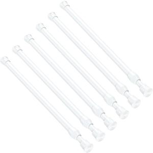 6PCS Small Tension Curtain Rod 8 to12.5Inch,White Short Curtain Rods No Drilling,Loaded Expandable Spring Curtain Rods for Windows,Kitchen,Closet,Cupboard,Door,Bookshelf
