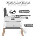 4 in 1 Baby High Chair for Babies and Toddlers, Foldable & Portable Convertible Booster Seat, Adjustable Tray & Footrest, Lightweight, Stable, Easy to Clean, Grey