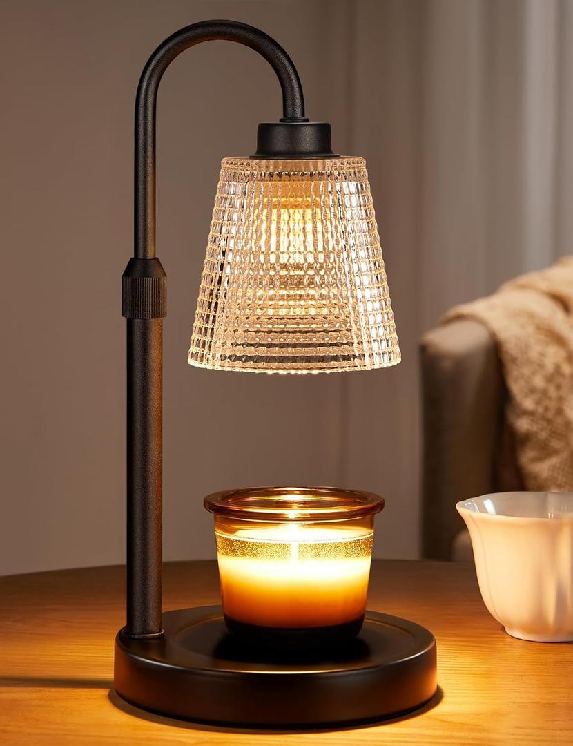 Innqoo Candle Warmer Lamp with Timer, Dimmable Candle Warmer for Jar Candles, Height Adjustable Wax Melts Warmer, Birthday Gifts for Women Mom, House Warming Gifts New Home Decor, Black