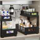 2 Pack Under Sink Organizer with Next-Gen Ball-Bearing Slides,2-Tier Pull Out Cabinet Storage,Height Adjustable Drawer Shelf for Bathroom,Kitchen,Laundry,Cabinet,Pantry, Black