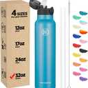 Han's Bottle Sports Water Bottle - 32 Oz, Straw Lid, Leak Proof, Vacuum Insulated Stainless Steel, Double Walled, Thermo Mug,Ocean