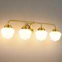RUIYEY Bathroom Vanity Light Fixtures: 4 Lights Brushed Gold Vanity Lights for Bathroom, E26 60w Hardwired Wall Sconce Lighting with Frosted Milky Glass Over Mirror (Exclude Bulb)
