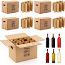 Tatuo 10 Sets Wine Boxes for Moving Kits 16 x 12 x 12 Inch Corrugated 12 Bottle Thickened Cardboard Glass Dividers with Handle for Kitchen Shipping Wine Glassware Dish Packing Moving (Box Included)