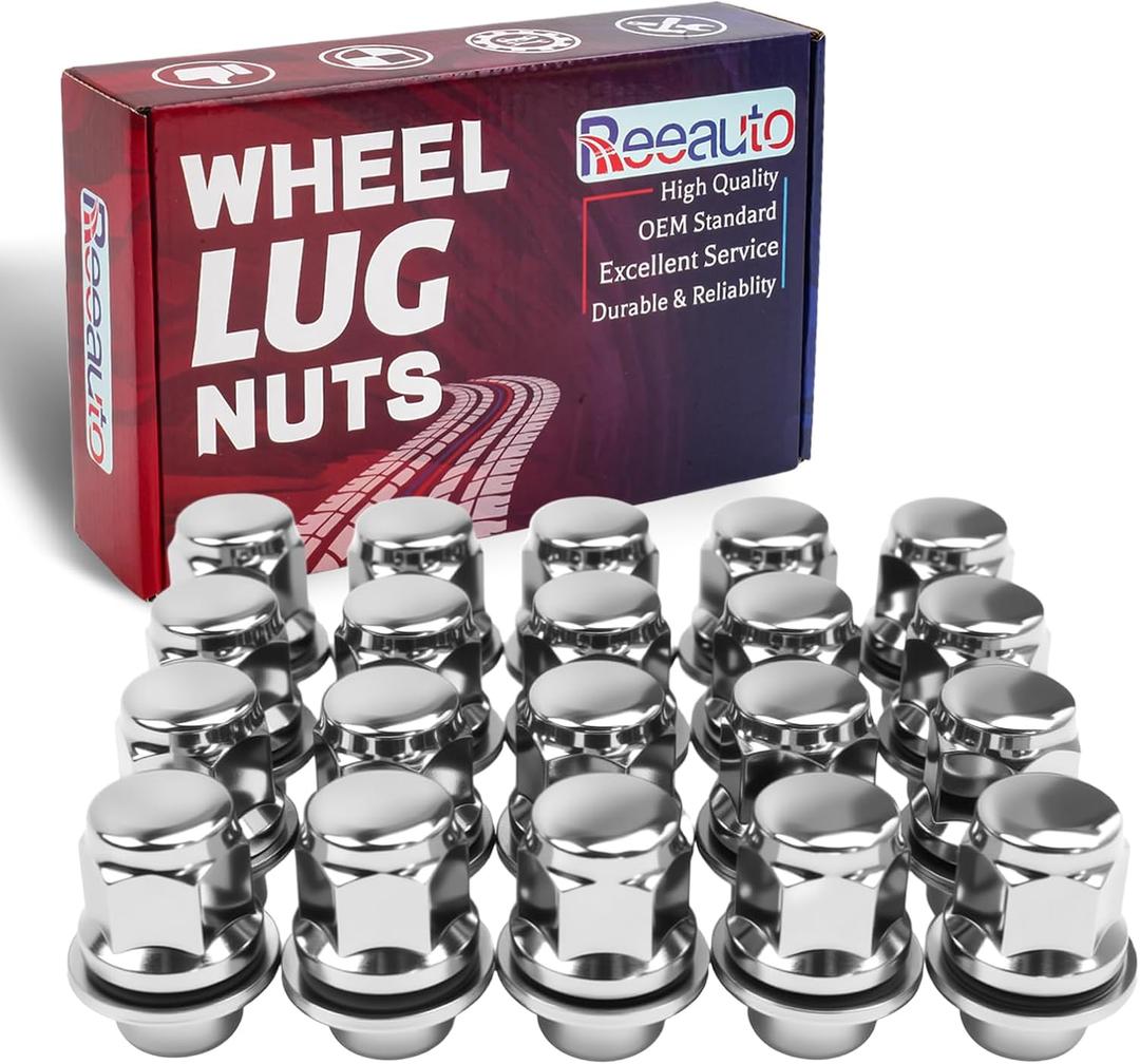 M12x1.25 Lug Nuts with Mag Flat Seat 20 pcs 13/16" 21mm Hex 1.5in Chrome Compatible with Q70 Q45 Q50 G37 I30 350Z 370Z 200SX