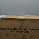 Outdoor Heated Cat House in Winter,Extremely Insulated & Weatherproof,Elevated Feral Cat Shelter with Waterproof Eaves & Escape Door for Outside Stray Barn Cat (Dark Grey,S.) (16.7"L x 12.6"W x 17.7"H)