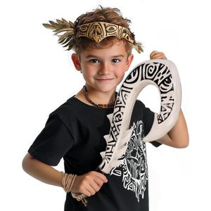 The Polynesian Demigod Maui-Inspired Cosplay Small Fish Hook Props Engraved Hawaii Tribal Design (Ivory White)