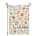 CROWNED BEAUTY Fall Garden Flag 12x18 Inch Double Sided for Outside Pumpkin Maple Leaf Burlap Small Seasonal Autumn Yard Decoration