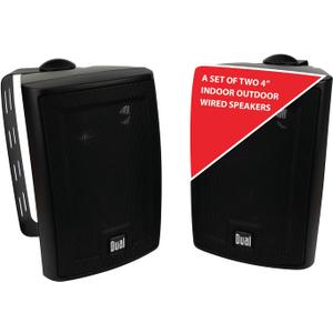 Dual Electronics LU43PB 4" 3-Way High Performance Outdoor Indoor Wired Speakers | Effortless Set Up | Home, Pool, Patio, Garage Use | Weather Resistant | Expansive Stereo Sound Coverage | Black (4.5 Inch)