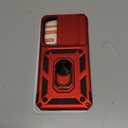 Janmitta Compatible with Samsung Galaxy S25 Plus/S24 Plus Case Built in Slide Camera Lens Cover+Screen Protector+Finger Ring Holder Kickstand,Heavy Duty Shockproof Full Body Phone Cover,Red