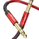 JSAUX 1/4 Inch Guitar Instrument Cable 20FT, 6.35mm (1/4) TRS to 6.35mm (1/4) TRS Stereo Audio Cable Male to Male Straight-to-Straight for Electric Guitar, bass Guitar, Electric Mandolin-Red