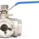 U.S. Solid 1" 3 Way Ball Valve - 304 Stainless Steel NPT Female Threaded Manual Ball Valve, L Mounting Pad