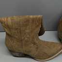 IUV Cowboy Boots For Women Western Cowgirl Boots with Chunky Heel Mid Calf Snip Toe Ideal for low insteps (7, Brown)