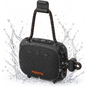 TAZATA Bike Speaker, IPX7 Waterproof & Dustproof Portable Bluetooth Speaker for Scooter Handlebar, Enhanced Bass, Shower Speakers, 11H Battery, Versatile Strap, TWS Bike Accessories for Travel Outdoor