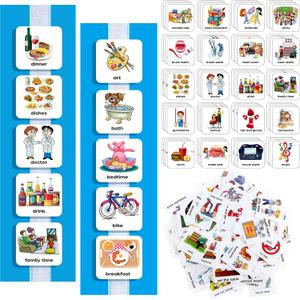 133 Pieces Visual Schedule Cards Daily Routine Home Chore Chart Autism Learning Materials Wall Kids Planner With 6 Blue Background Cards 139 Hook and Loop Dots for Home School Education