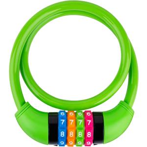 Bike Lock Cable, Bicycle Cable Lock with 4 Digit Combination & Alloy Lock Head, Resettable Kids Bike Cable Lock, 2 Ft x 0.45 IN, Lock for Bike, Scooter, Skateboard, Motorcycle, E Bike (Green)