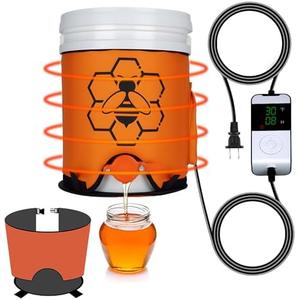 5 Gallon Honey Bucket Heater, Heated Bucket with Bottom & Side Heating Pad, Honey Warmer with Thermostat 50-122°F, Portable Bee Blanket Honey Heater, 5 Gallon Bucket Honey Equipment