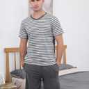 Marvmys Men's Short Sleeve Pajama Set Summer Pj Short Set 2 Pcs Loungewear Sleepwear with Pockets (Gray, XL)