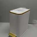 Cesun Small Bathroom Trash Can with Lid Soft Close, 5 Liter/1.3 Gallon Stainless Steel Garbage Can with Removable Inner Bucket, Step Pedal, Slim Waste Basket for Toilet, Office, Bedroom (White&Gold)