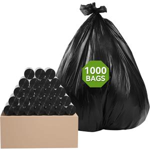 KAYLOWE Small Trash Bag Wholesale 4 Gallon Bathroom Trash Can Liners 1000 Count Mini Plastic Garbage Bags for Bathroom, Bedroom, Office, Kitchen,Black