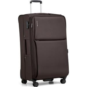 Hanke 28 Inch Luggage Softside Expandable Suitcases with Spinner Wheels, Travel Checked Luggage for Women Men(Coffee)