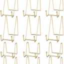Dimeho 12 Pcs Plate Display Stands Gold Photo Holder Metal Easel Holders Picture Frame Stands for Tabletop Decorative Display Book Creation Collectibles Plaque Art