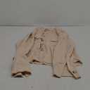 Panadila Women's Cropped Waffle Knit Shacket Short Button Down Jacket Batwing Sleeve Shirts with Pocket (Beige), Small