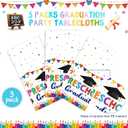 3 Pack Preschool Graduate Tablecloths Plastic Kindergarten Graduation Table Cover Decorations Pre K Congrats Grad Table Cloths for Preschool Graduate Party Ceremony Decor Supplies, 54 x 108'' (White)