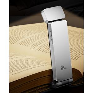 86lux Book Light, Rechargeable Clip-On LED Reading Light for Bed & Night Use - 3 Color Temperatures with Stepless Dimming, Ultralight Bookmark Design for Kids, Book Lovers
