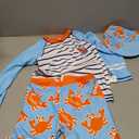 Boys Rash Guard Swimsuits Sets Shark Print Long Sleeve Bathing Suit Swimwear Set with Hat,130/60