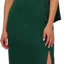Adrianna Papell Women's Satin Crepe Dress | One Shoulder Evening Gown with Twisted Metallic Ring & Draped Bodice, Deep Forest, 14