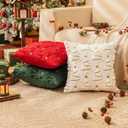 AQOTHES Christmas Tree Decorative White Throw Pillow Covers 18x18 Set of 2, Faux Fur Farmhouse Throw Pillows Cushion Cases for Xmas Winter Holiday Home Decor