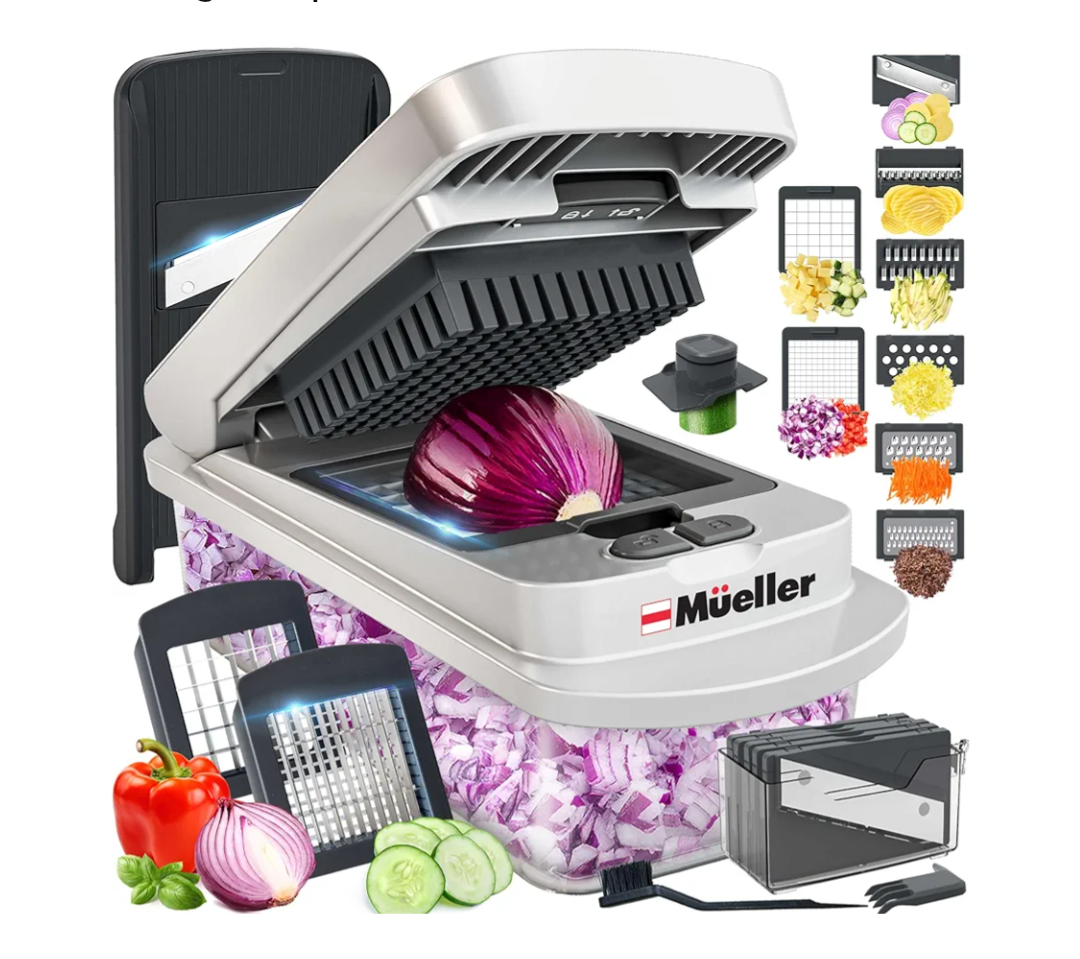 Mueller Pro-Series 10-in-1, 8 Blade Vegetable Chopper, Mandoline Slicer, Food Chopper with Container, Fruit Slicer, Kitchen Gadgets & Accessories, Home Essentials