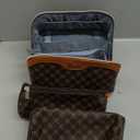 BOYATU Travel Makeup Bag Cosmetic Bags for Women: 3 Pcs Set Large Portable Make up Bag with Handle - Vegan Leather Toiletry Bags with Compartments - Makeup Organizer for Travel Essentials(A-1-Coffee)