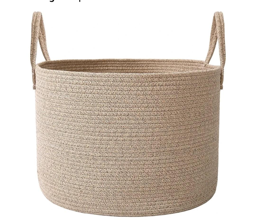 Woven Blanket Basket,65L Large Rope Storage Bin with Handles, Organizer for Blankets Toys Book and Clothes, Laundry Basket for Living Room Bedroom Nursery,Oatmeal