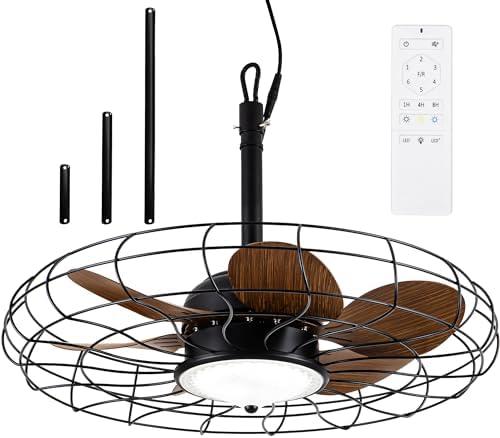 NORFOLK Outdoor Ceiling Fans with Light, Large 28 Inch Wet Rated IP65 Gazebo Fan for Patios and Pergola, Plug-In and Waterproof with Remote Control, Hanging with Hook
