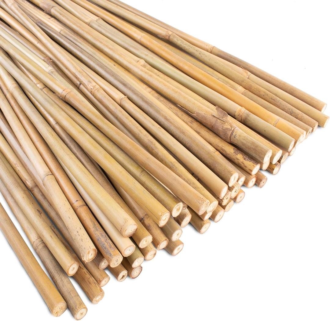 0.32-0.4"/ 4 Feet Garden Stakes, Natural Bamboo Sticks Plant Stakes for Indoor and Outdoor PlantsPoles for Tomatoes, Beans, Potted Plants(50Pcs)