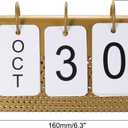 PATIKIL Vintage Wood Perpetual Calendar, Flip Calendar Turn Page Month Date Display for Desk Office Home Decoration Style 1, Golden, 6.3"W x 4.5"H