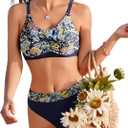 AI'MAGE Bikini Set for Women 2 Piece High Waisted Tummy Control Swimsuits for Women Scoop Neck Women's Bathing Suit 2025, Medium
