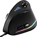 ZLOT Vertical Gaming Mouse,Wired RGB Ergonomic USB Joystick Programmable Laser Gaming Mice,6+1 Design,11 Buttons,1000 Hz Max Polling Rate,10000 Max DPI,Upgraded Version for Computer Gamers,Black