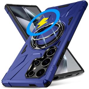 Zewan Designed for Samsung Galaxy S23 Ultra Case [Compatible with Magsafe] Stand, [Military Grade Drop Tested] Dual Layer Shockproof Full Protective Case for S23 Ultra,Blue