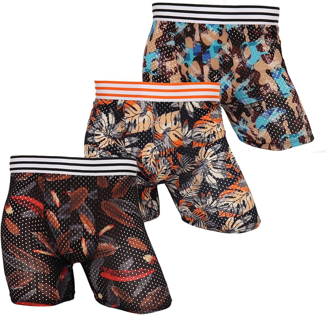 Men's Colorful Mesh Boxer Briefs - Funny Man Underwear, Moisture-Wicking Mens Mesh Underwear, No Ride Up (XX-Large, Color5)