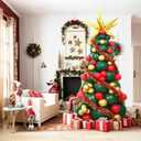 Christmas Tree Balloon Arch Kit Christmas Party Decorations Supplies, Balloon Christmas Tree Kit with Gold Red Green Balloons, Garland