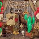 23 Pcs Western Cowboy Party Decorations Including 2 Hay Bale Boxes 2 Wood Print Boxes 2 Wood Grain Barrel 1 Inflatable Cactus 16 Western Centerpieces Decor for Birthday Party Photo Props