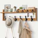 Coat Rack Wall Mount with Shelf, 27.5" Entryway Wall Hanging Shelf, Coat and Key Hanger with 10 Dual Hooks, Mail Organizer and Key Holder Hat Rack for Wall, Wood Coat Hooks with Storage