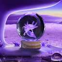 3D Axolotl Crystal Ball Night Light 3.15 inch Axolotl Glass Ball Lamp with 16 Color Changing Wooden Base and Remote Ideal Gifts for Kids Friends Birthday Christmas Room Axolotl Decor