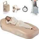 Inflatable Couch with Built-in Pump & Camping Lighting, Portable Air Sofa, Blow Up Lounger, Self-Inflating Lounge Chair for Camping, Beach, Traveling, Hiking
