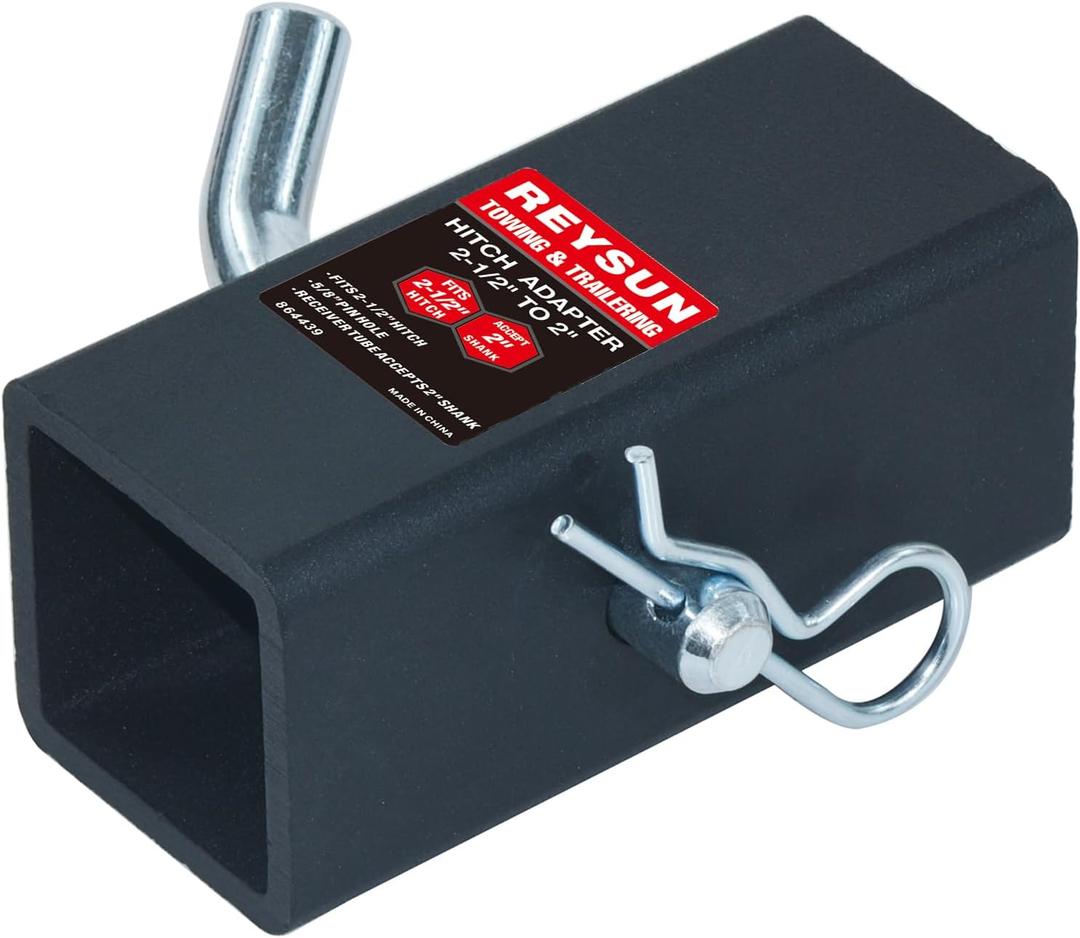 Trailer Hitch Adapter Hitch Reducer Sleeve from 2-1/2 inch to 2 inch, with Hitch Pin and Clip